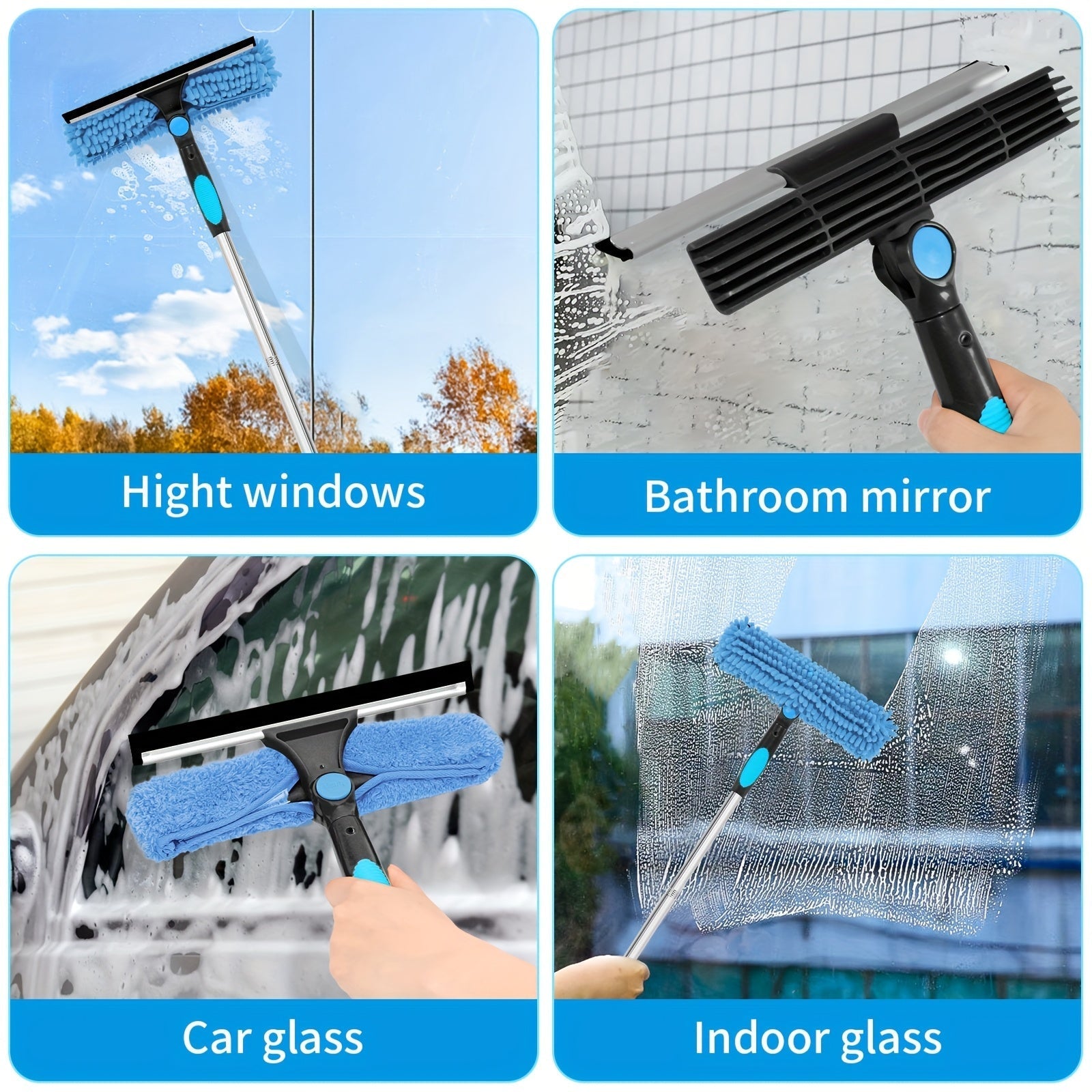 BowLift | Crystal Clear Window Cleaner – Professional 2-in-1 Telescopic Window and Glass Cleaning System