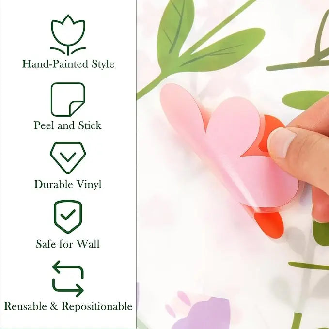 BowLift | 8 Sheets Spring Flowers Wall Stickers – 102 Self-Adhesive Designs for a Fresh Home!