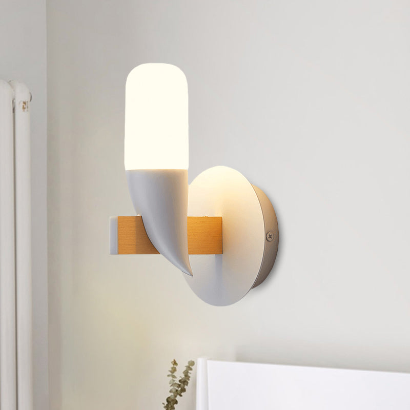 BowLift | Bird-like Wall Lamp Wall Light Modernism Metal LED Nightstand Wall Mount Light in White and Wood