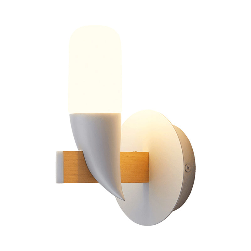 BowLift | Bird-like Wall Lamp Wall Light Modernism Metal LED Nightstand Wall Mount Light in White and Wood