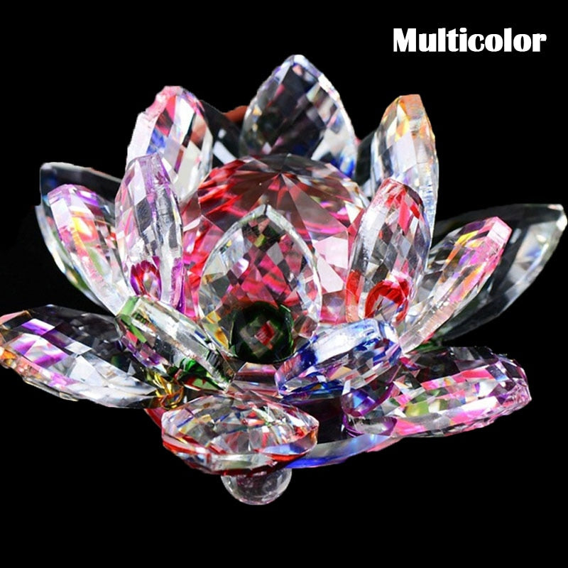 BowLift | 80Mm Quartz Crystals Lotus Flower Crafts Glass Fengshui Ornaments Healing Crystals Home Party Wicca Decor Yoga Gifts Souvenir