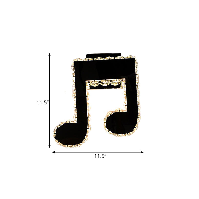 BowLift | LED Wall Mount Lamp Minimalist Music Note Shape Facet Crystal Wall Lighting Fixture in Black