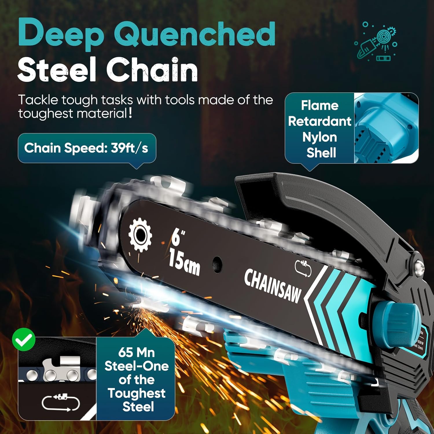 BowLift | Cordless Mini Chainsaw 6 Inch with LED Light & 21V Battery – TimberCut