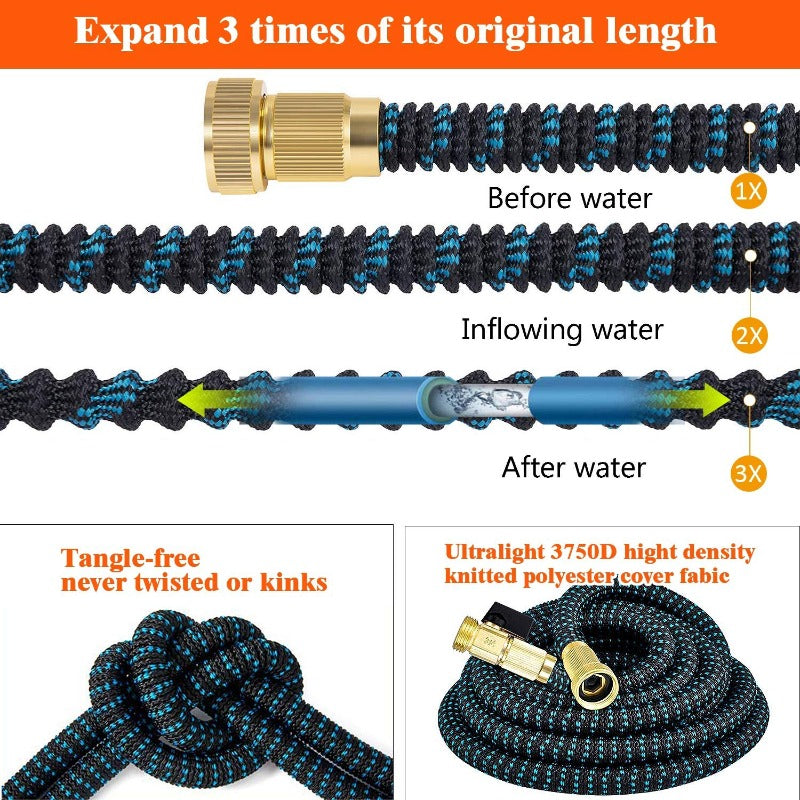 BowLift | AquaFlex Expandable Garden Hose – Lightweight, Flexible, Leakproof Water Hose with Brass Connectors
