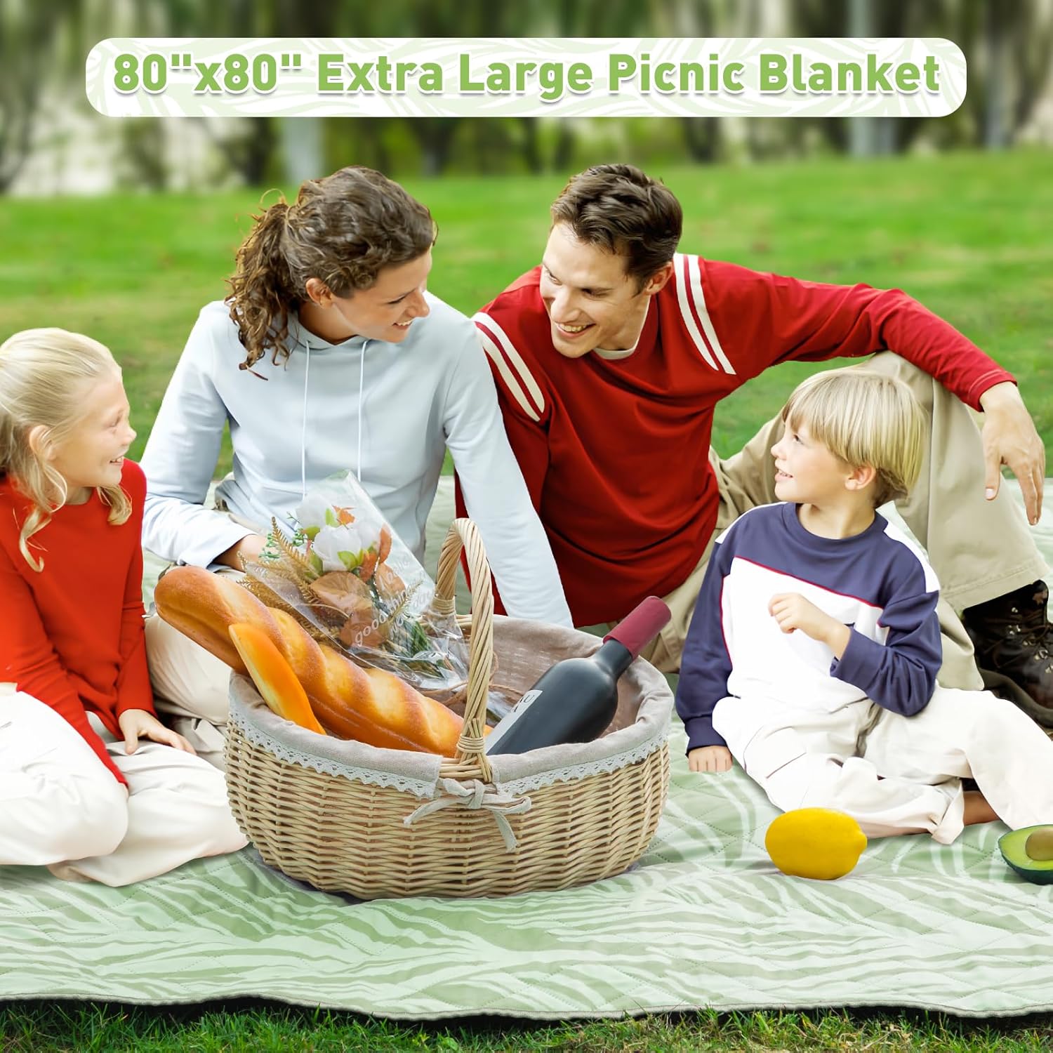 BowLift | Extra Large Waterproof Picnic Blanket 200 × 200 cm with 3 Layers – MeadowRest