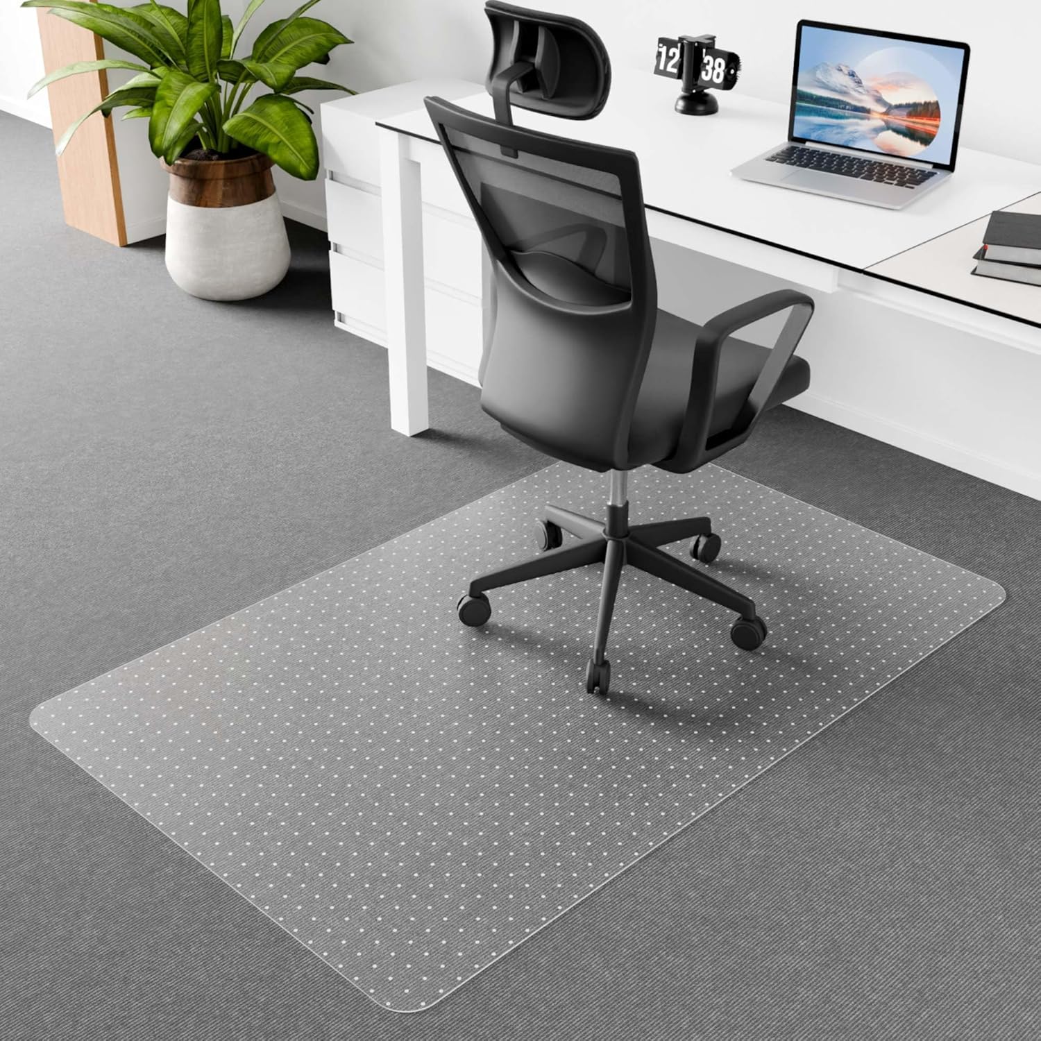 BowLift | Clear PVC Office Chair Mat for Low-Pile Carpet Floors – 120×90 cm Protector – Myrida