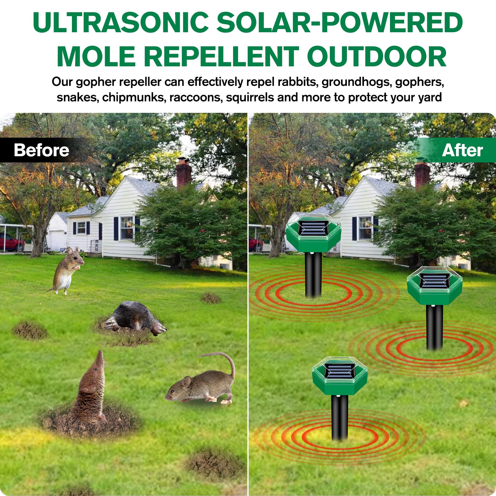 BowLift | Ultrasonic Mole Repellent 4 Pack
