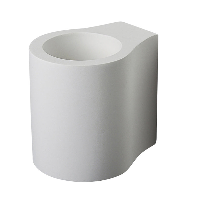BowLift | White Finish Cylinder Flush Wall Lamp Simple 1 Bulb Plaster LED Up-Down Wall Lighting