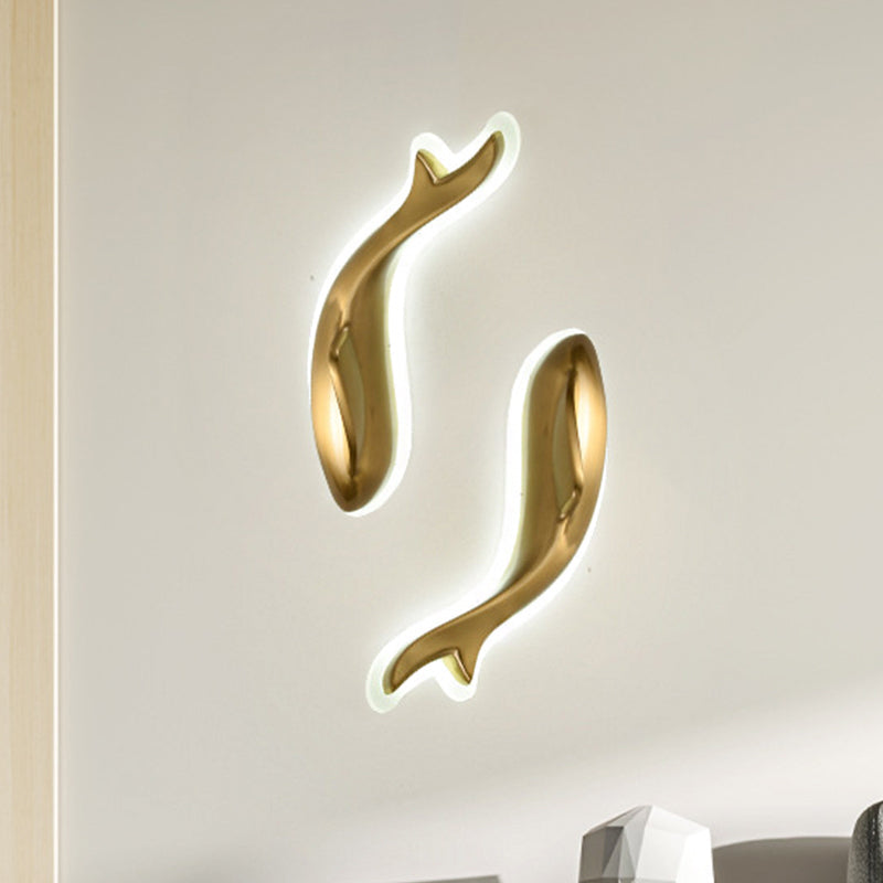 BowLift | Brass-Finish Fish-Like Flush Wall Light Postmodern LED Metal Wall Light, 10"/12" Wide