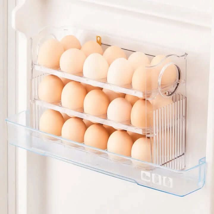 BowLift | Clear Egg Organizer – Space-Saving Rolling Fridge Storage