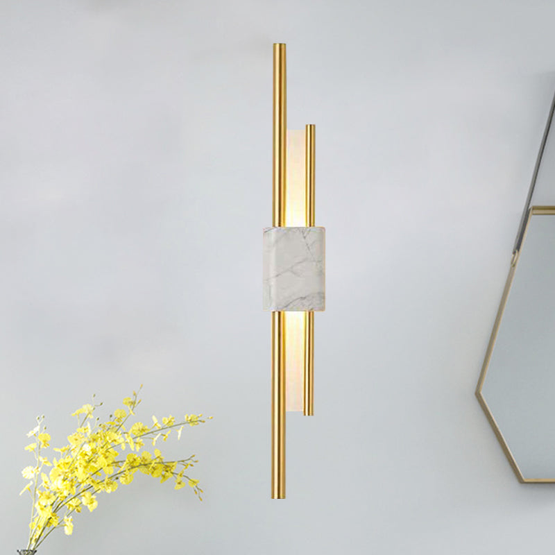 BowLift | Marble Rectangle Wall Lighting Idea Post Modern LED White/Green Wall Mounted Lamp with Sleek Tube Details in White/Warm Light
