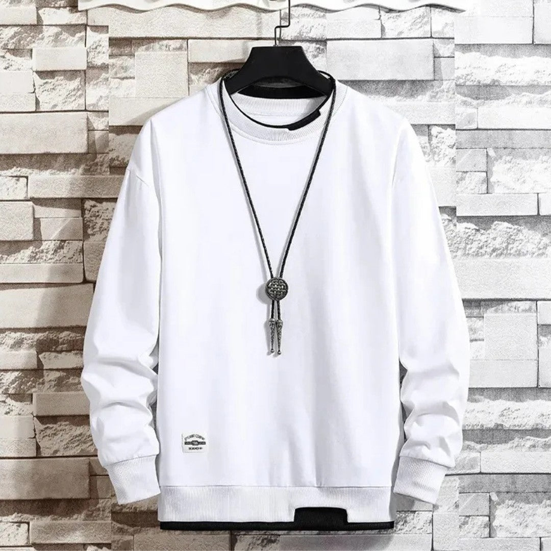 Cotton Sweatshirt with Built-In Layered Design