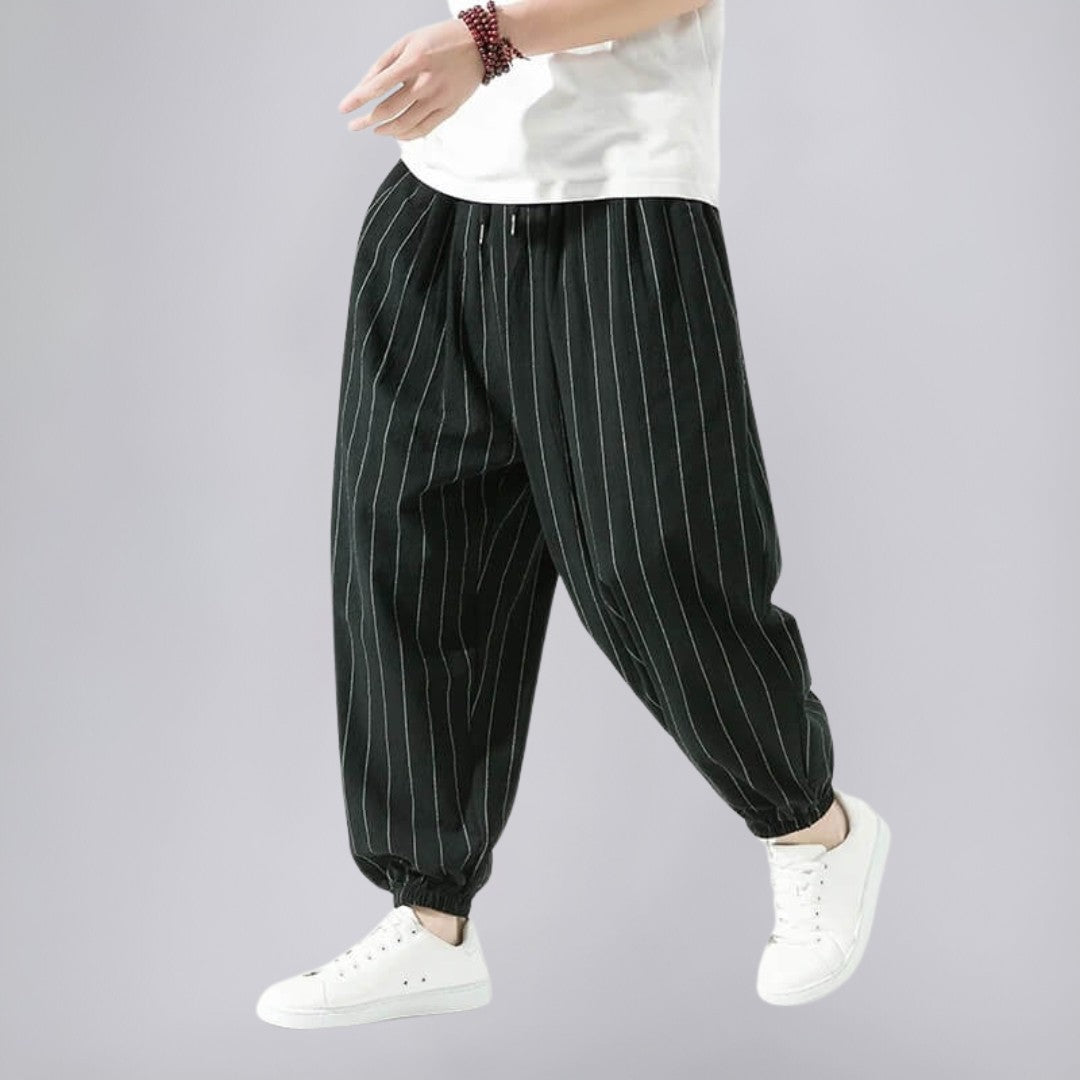 Lightweight Cotton Trousers with Relaxed Fit and Elastic Cuffs