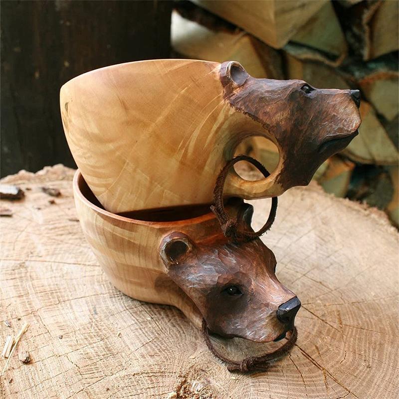 BowLift | Hand-carved Animal Head Wooden Cup