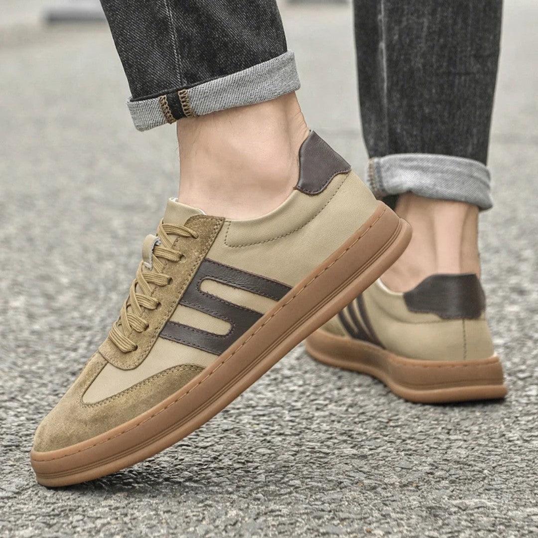 Leather and Suede Low-Top Sneakers
