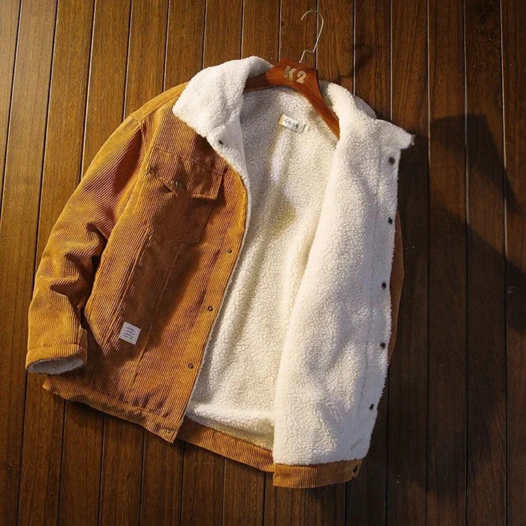 Corduroy Trucker Jacket with Sherpa Warmth