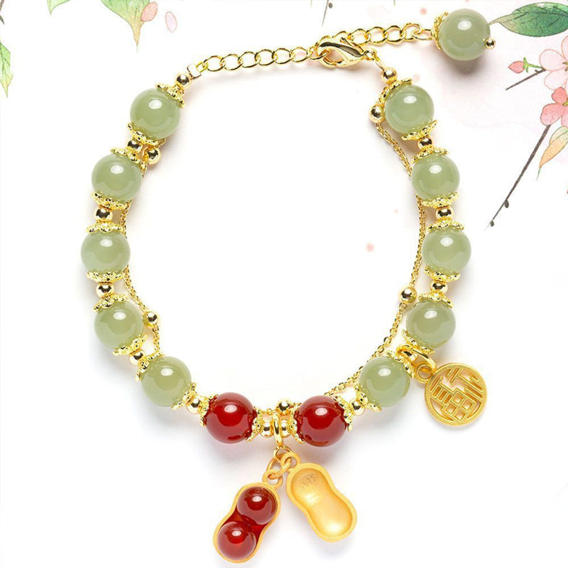 BowLift | Double Chain Natural Jade Bracelet