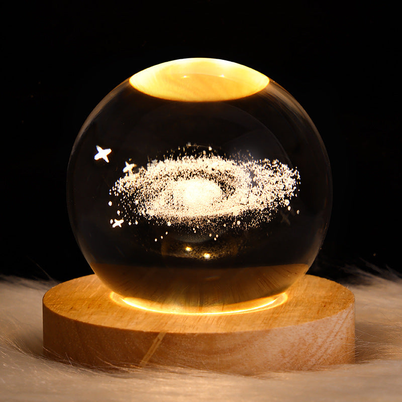 BowLift | LED Night Light Galaxy Crystal Ball Table Lamp 3D Planet Moon Lamp Bedroom Home Decor For Kids Party Children's Birthday Gifts