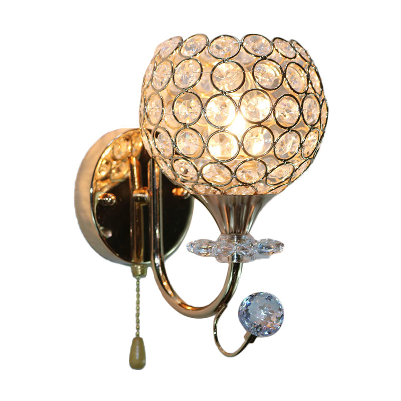 BowLift | Facet Glass Gold Wall Sconce Light Bowl 1 Head Contemporary Wall Mount Light Fixture for Living Room