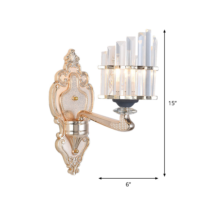 BowLift | Cone Shadow Wall Light Fixture Modernist 1/2-Light Crystal Rod Wall Lamps Idea for Living Room in Gold