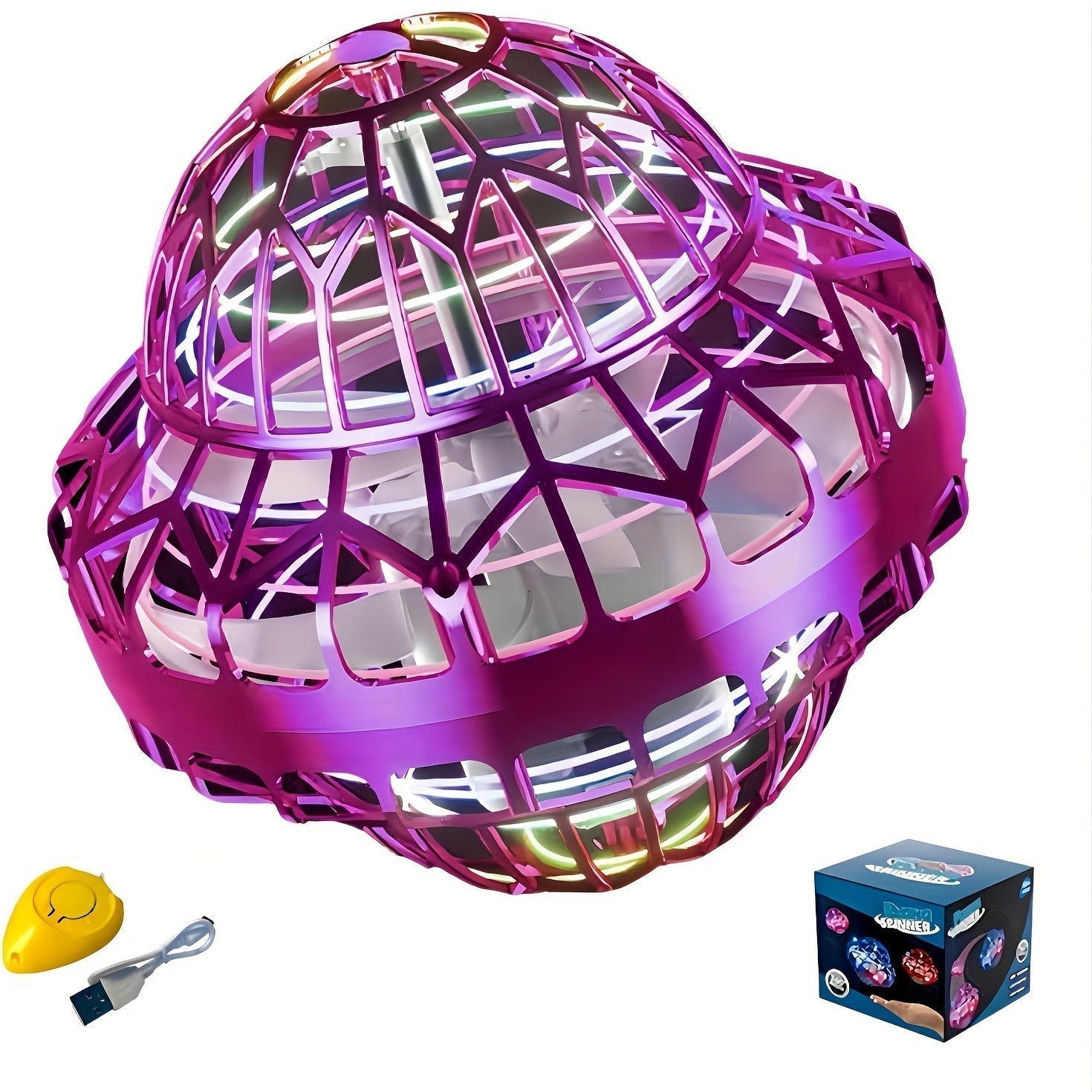 BowLift | Hand-Operated UFO Flying Ball Toy – Hovering Drone with LED Lights, Boomerang Effect, Perfect Christmas Gift for Kids
