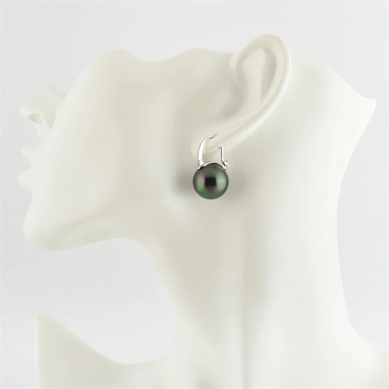 BowLift | Black Pearl Earrings Available in White Champagne Grey Gold and Black Pearl Dangle Earrings