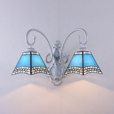 BowLift | Nautical Pyramid Wall Lamp Enamelled Glass 2 Lights Indoor Lighting for Living Room
