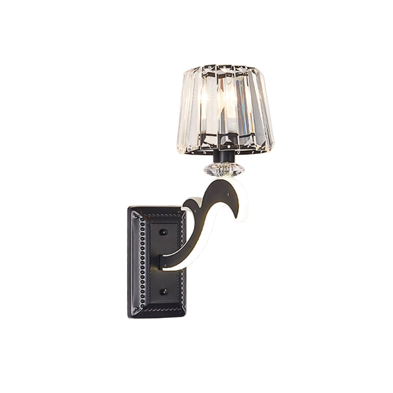 BowLift | Crystal Block Cone Shade Wall Light Minimal 1/2-Head Black Wall Lamp for Bedroom