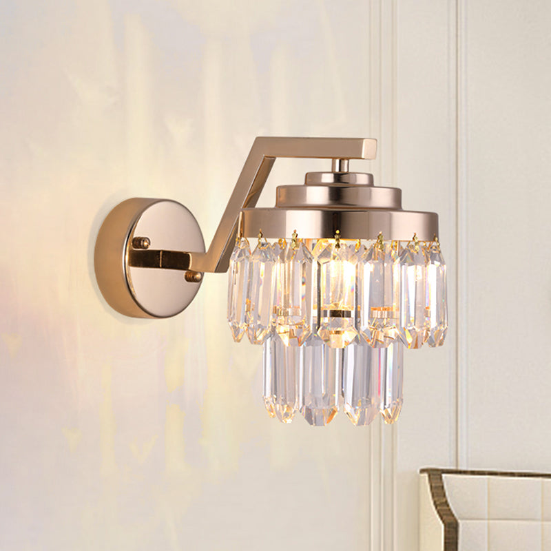 BowLift | Three-Sided Crystal Rod Gold Wall Light 2 Levels Single Bulb Postmodern Wall Mount Lighting Fixtures