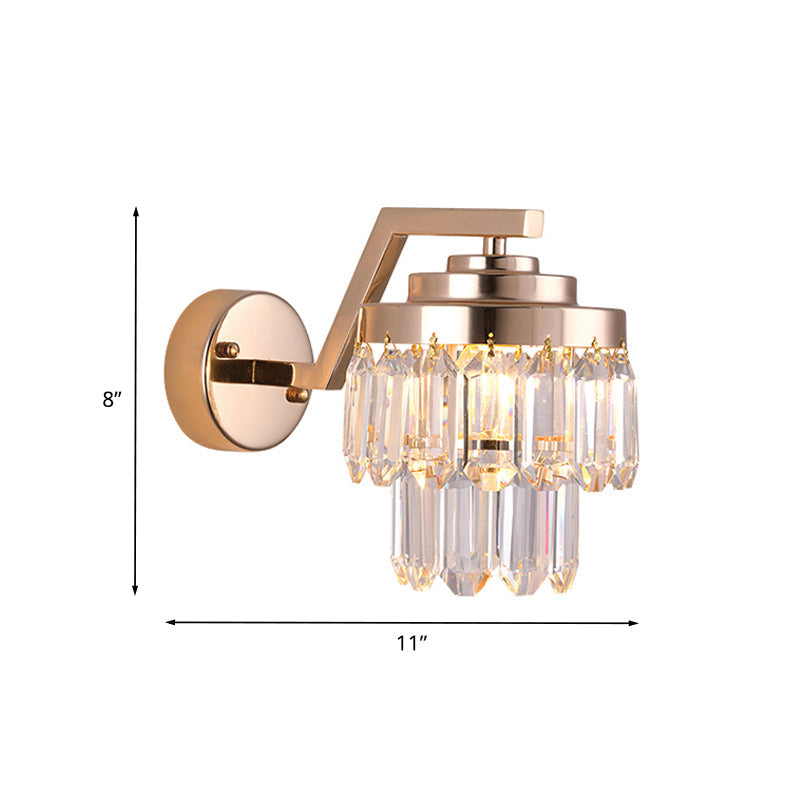 BowLift | Three-Sided Crystal Rod Gold Wall Light 2 Levels Single Bulb Postmodern Wall Mount Lighting Fixtures