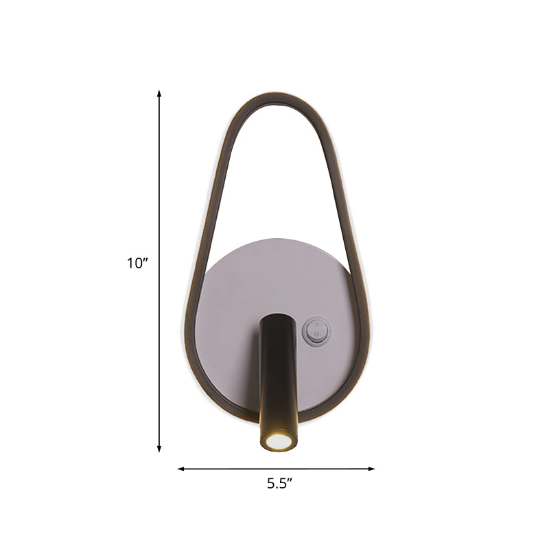 BowLift | Contemporary Circle/Square/Ellipse Wall Light Metal LED Nightstand Lighting in Black, White/Warm Light