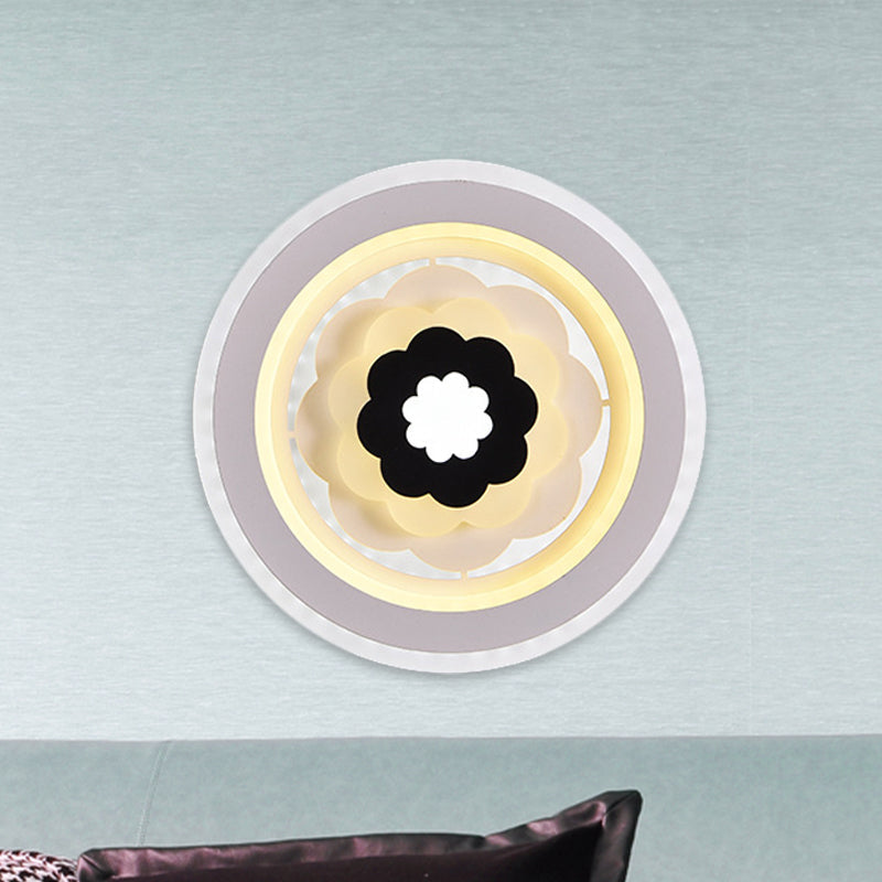 BowLift | Acrylic Round Wall Lamp Fixture Modern LED White Wall Mount Light for Nightstand