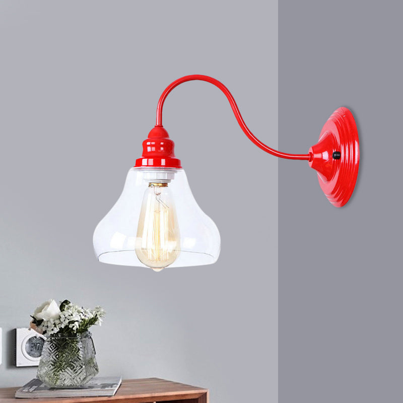 BowLift | Industrial conical wall lighting 1 bulb clear glass wall lamp light in red for bathroom