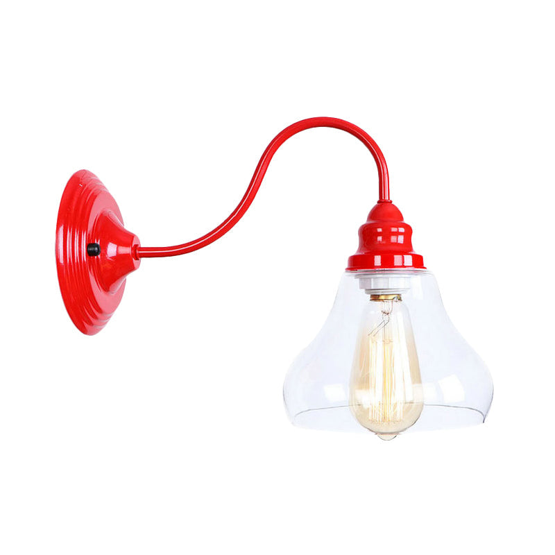 BowLift | Industrial conical wall lighting 1 bulb clear glass wall lamp light in red for bathroom