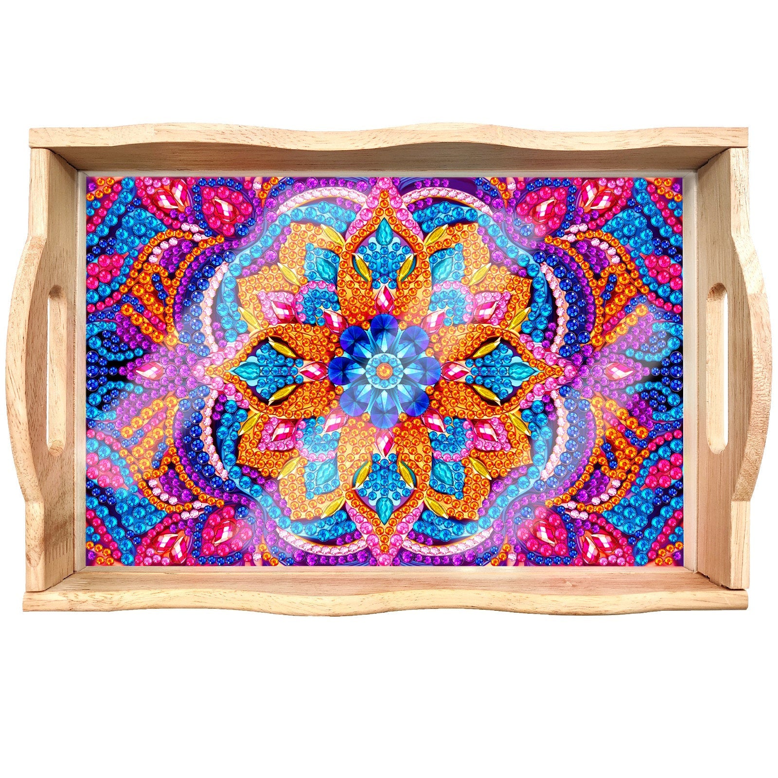 BowLift | DIY Diamond Painting Wooden Tray Food Tray with Handle Living Room Decoration Mandala Wooden Tray Kit