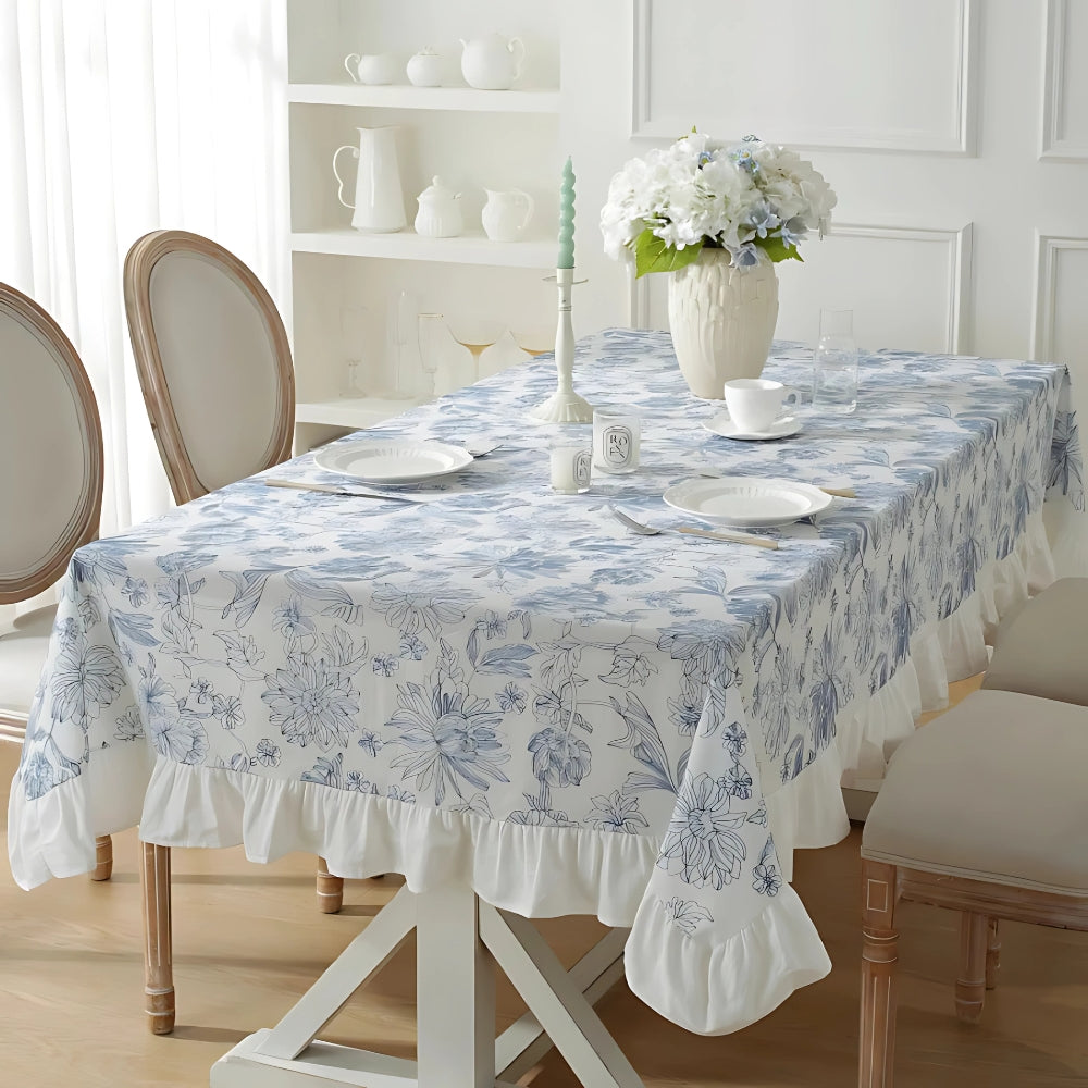 BowLift | Delfina Blue Floral Lace Tablecloth