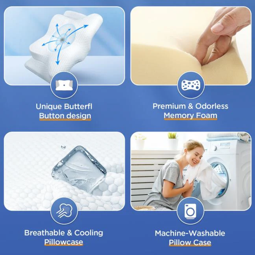 BowLift | Pillow for Side & Back Sleepers – Orthopedic Memory Foam Pillow for Neck & Shoulder Pain Relief and Perfect Sleep Alignment