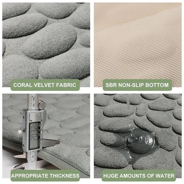 BowLift | Cobblestone Embossed Bathroom Bath Mat