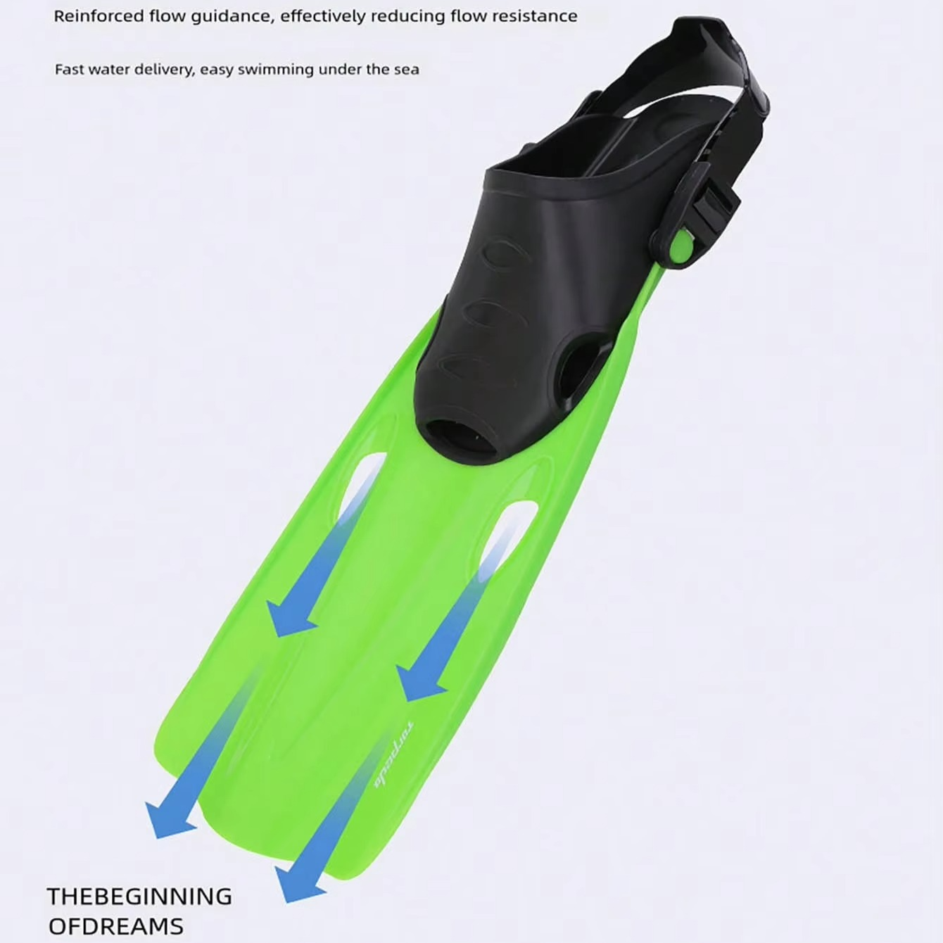 BowLift | Adjustable Open Heel Snorkeling Fins, Compact Travel Swim Flippers for Snorkeling and Diving