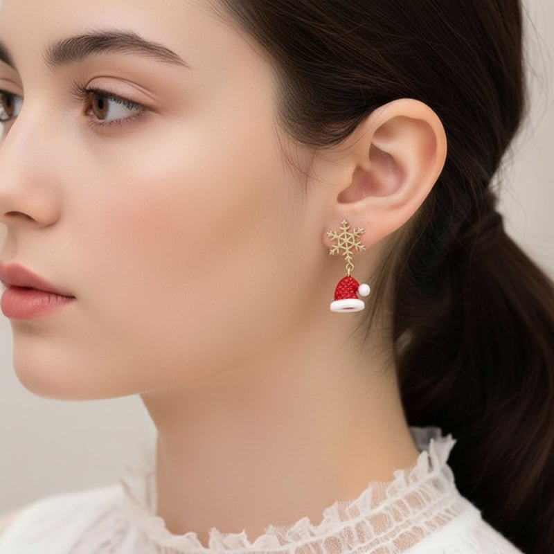 BowLift | Elegant gold-plated snowflake earrings for festive sparkle