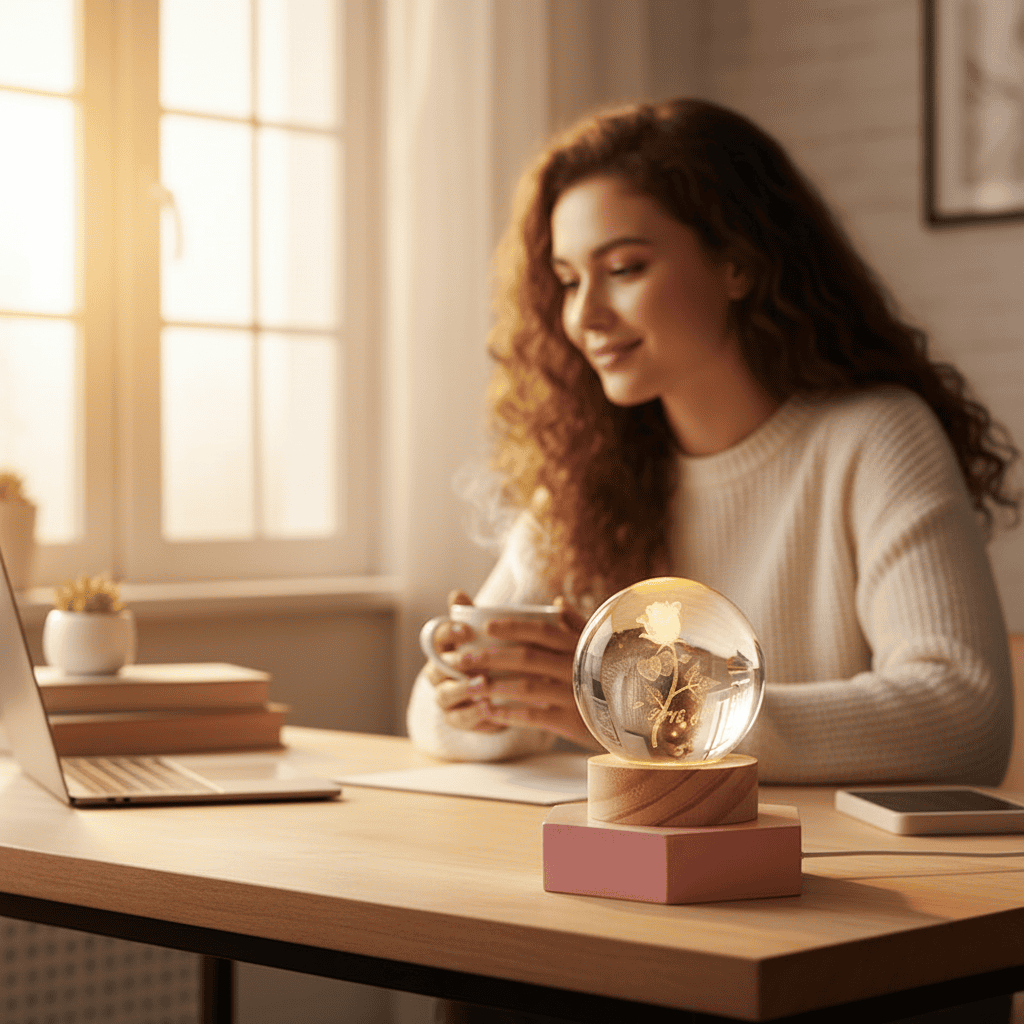 BowLift | Elegant 3D LED night lamp with sparkling crystal shine