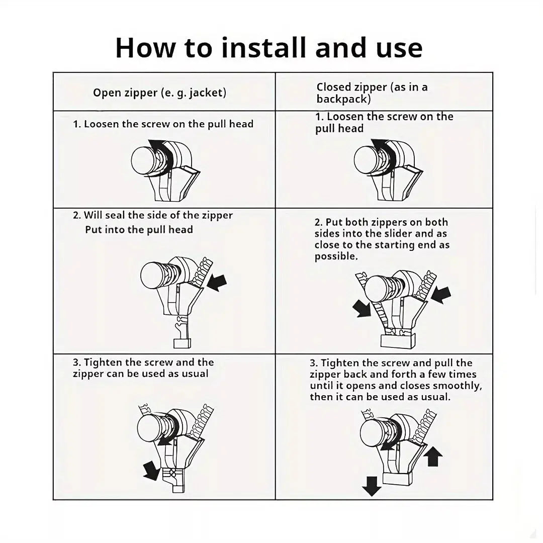 BowLift | Detachable and replaceable zipper - Quick solution | 12 pieces