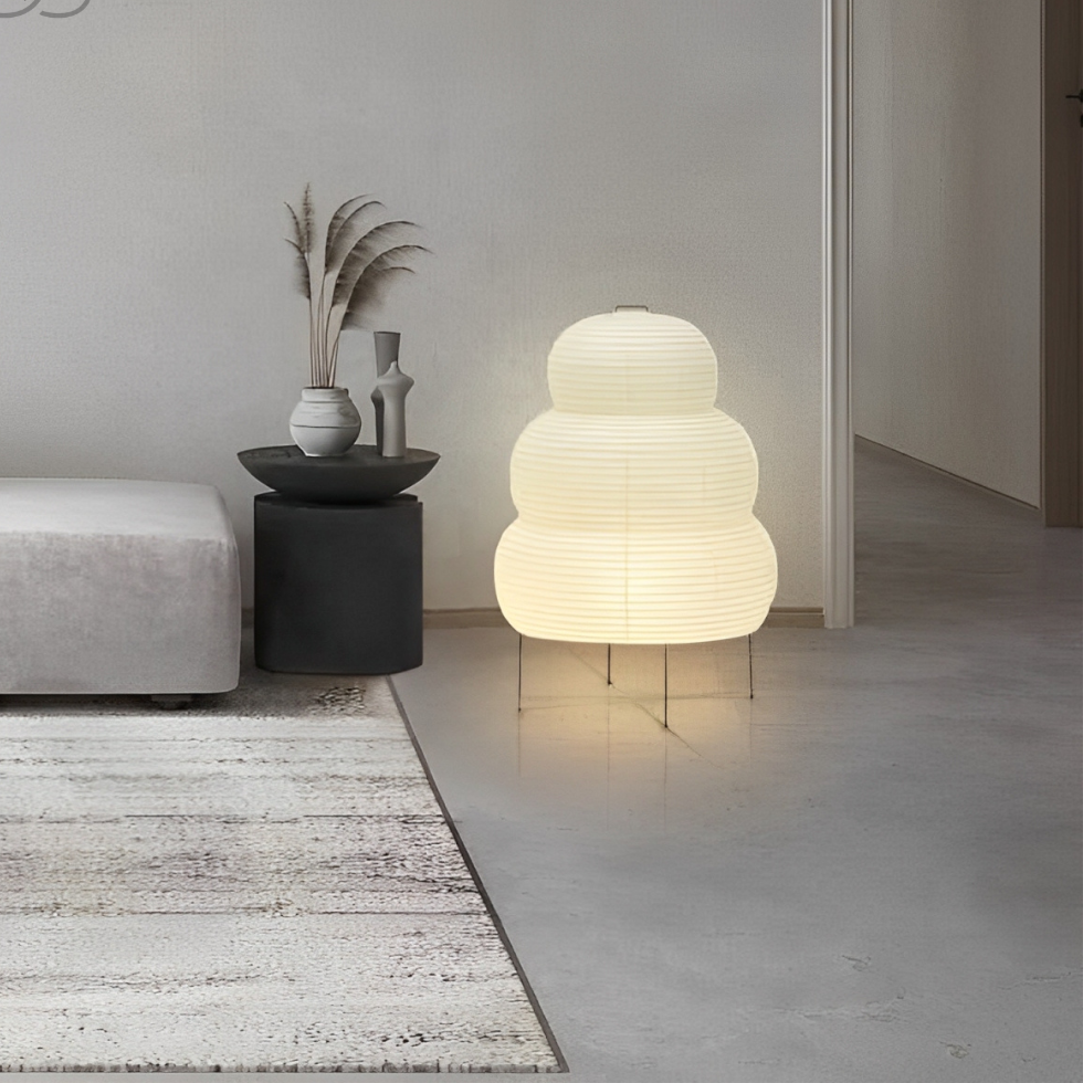 BowLift | Zen Floor Lamp – Japanese Wabi-Sabi Style with 3-Mode Dimmable LED Light