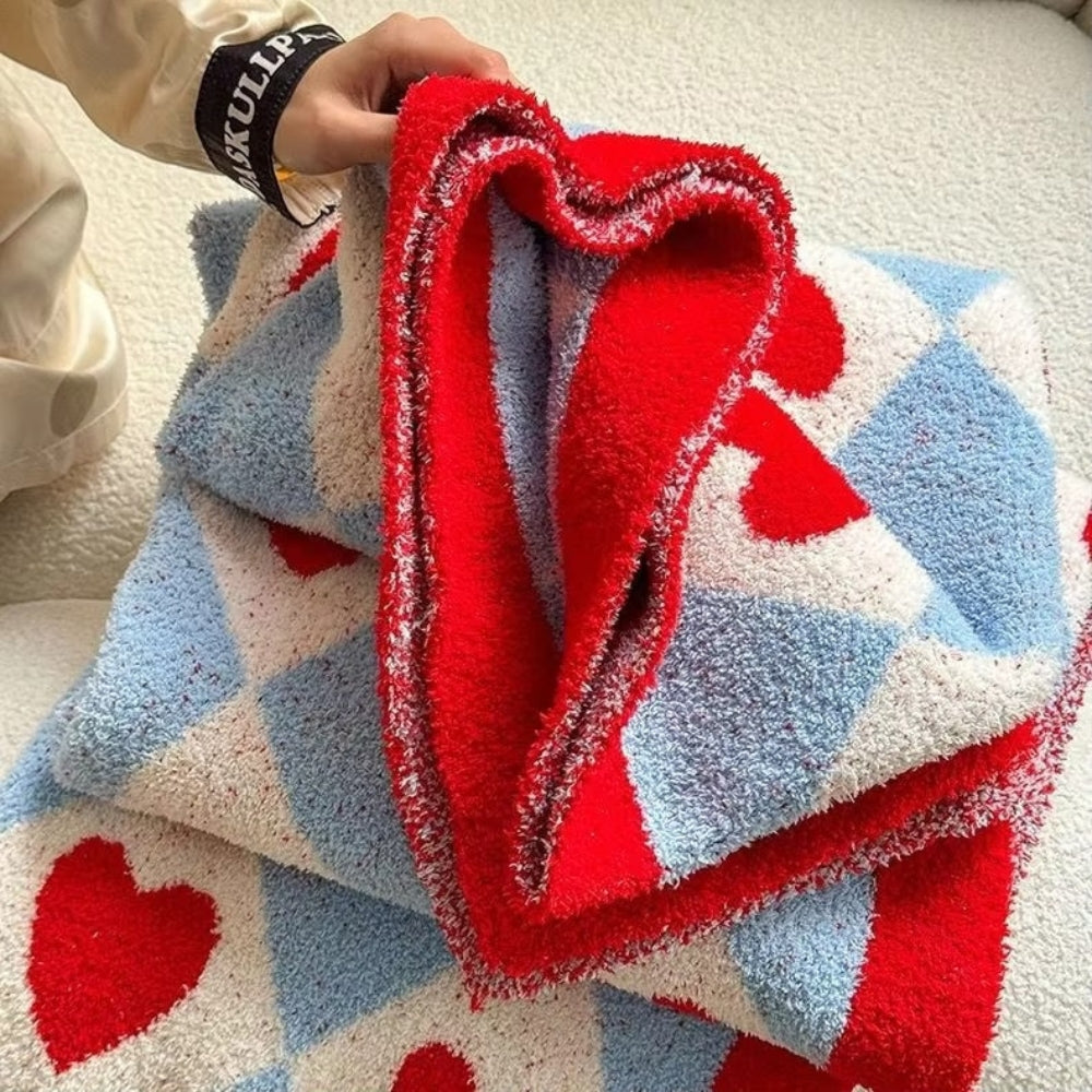 BowLift | Argyle Scarlet Heart Soft Blanket