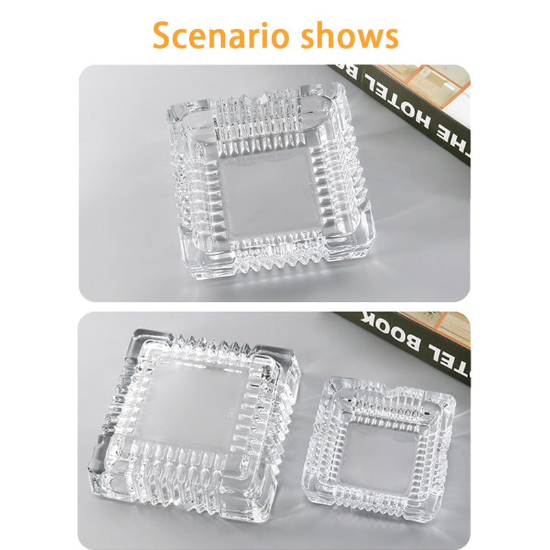 BowLift | Thick And Transparent Square Glass Ashtray, Creative Crystal Glass Ashtray, Hotel And Household Ashtray
