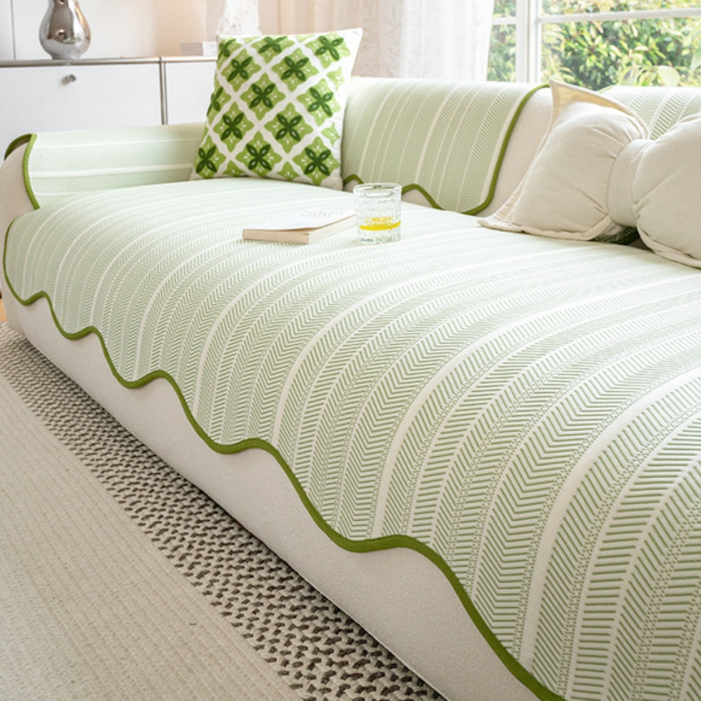 BowLift | Aurivelle Herringbone Scallop Edge Sofa Cover