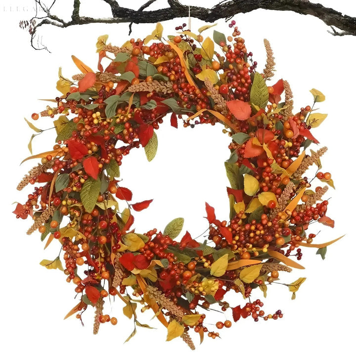 BowLift | Autumn Rattan Wall Wreath With Berries And Leaves