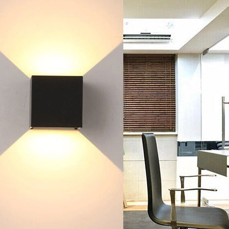 BowLift | Modern Minimalist Waterproof Cube Up Down Aluminum Glass Induction LED Wall Light Lamps For Bedroom