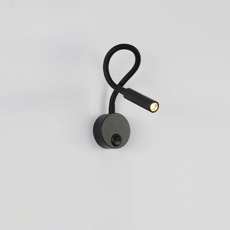 BowLift | Modern Minimalist Iron Round Flexible Bend Tube LED Reading Lamp Wall Sconce Lamp for Bedroom