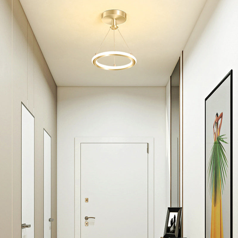 BowLift | Contemporary Nordic Round Metal Silica LED Semi-Flush Mount Ceiling Light for Corridor